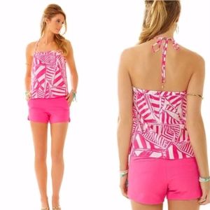 Lilly Pulitzer Pink and White Halter Top